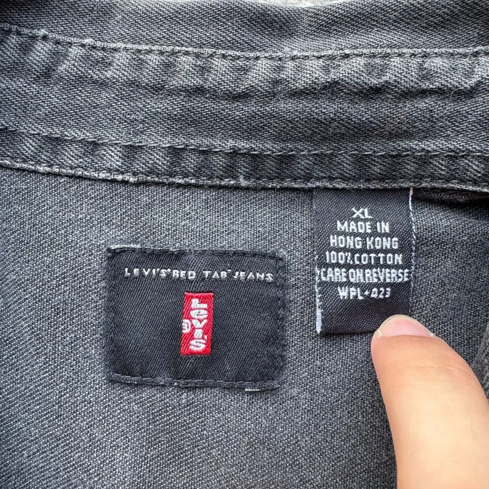 Vintage Levi’s Red Tab Jeans Black Denim Long Sleeve Button Up Shirt Jacket